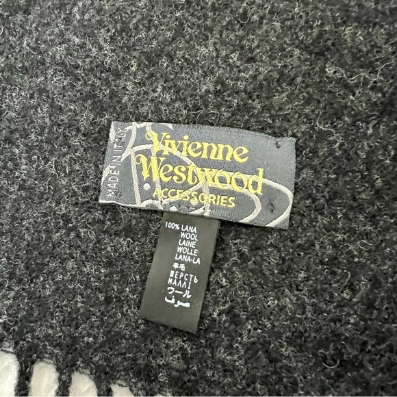 Vivienne Westwood Charcoal Black 100% Wool Unisex Shawl/Wrap Muffler 60” x 12” - Picture 8 of 11